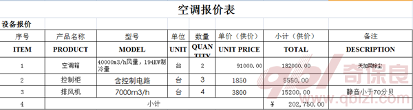 空調箱報價表1